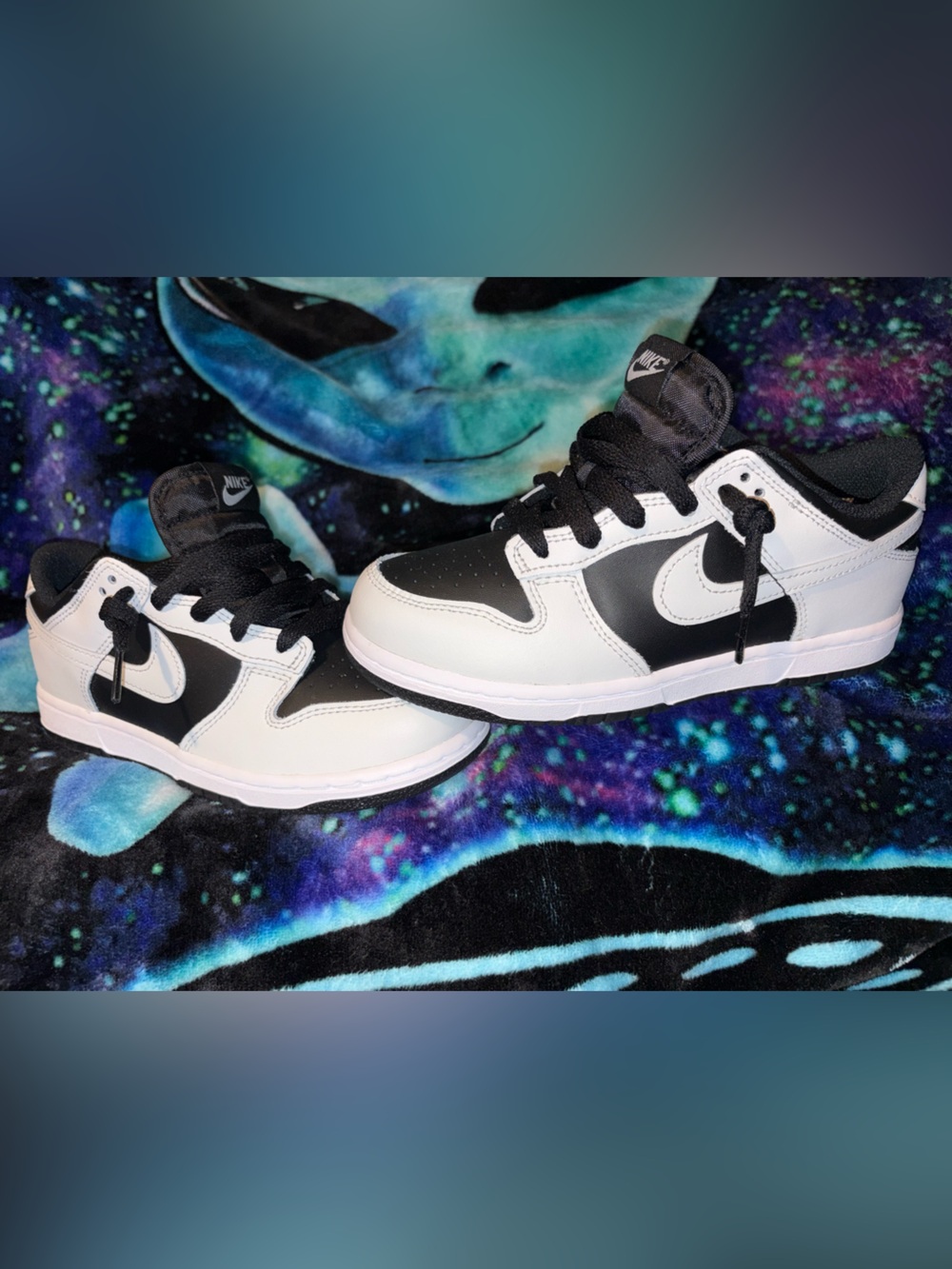 Nike Kids Black and White Low-Top Sneakers with Swoosh
